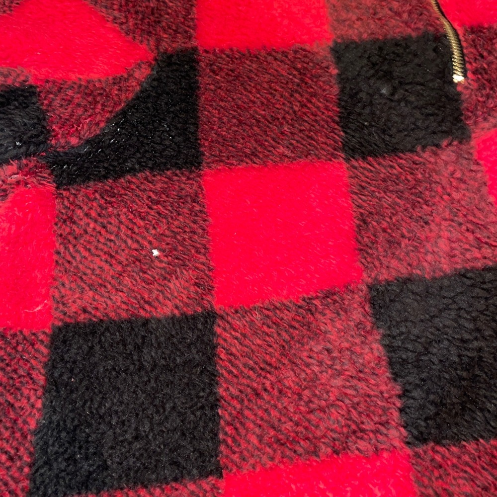 Ethyl Clothing Gorpcore Winter Pullover Women XL Red Black Buffalo Plaid Sherpa - Picture 7 of 7